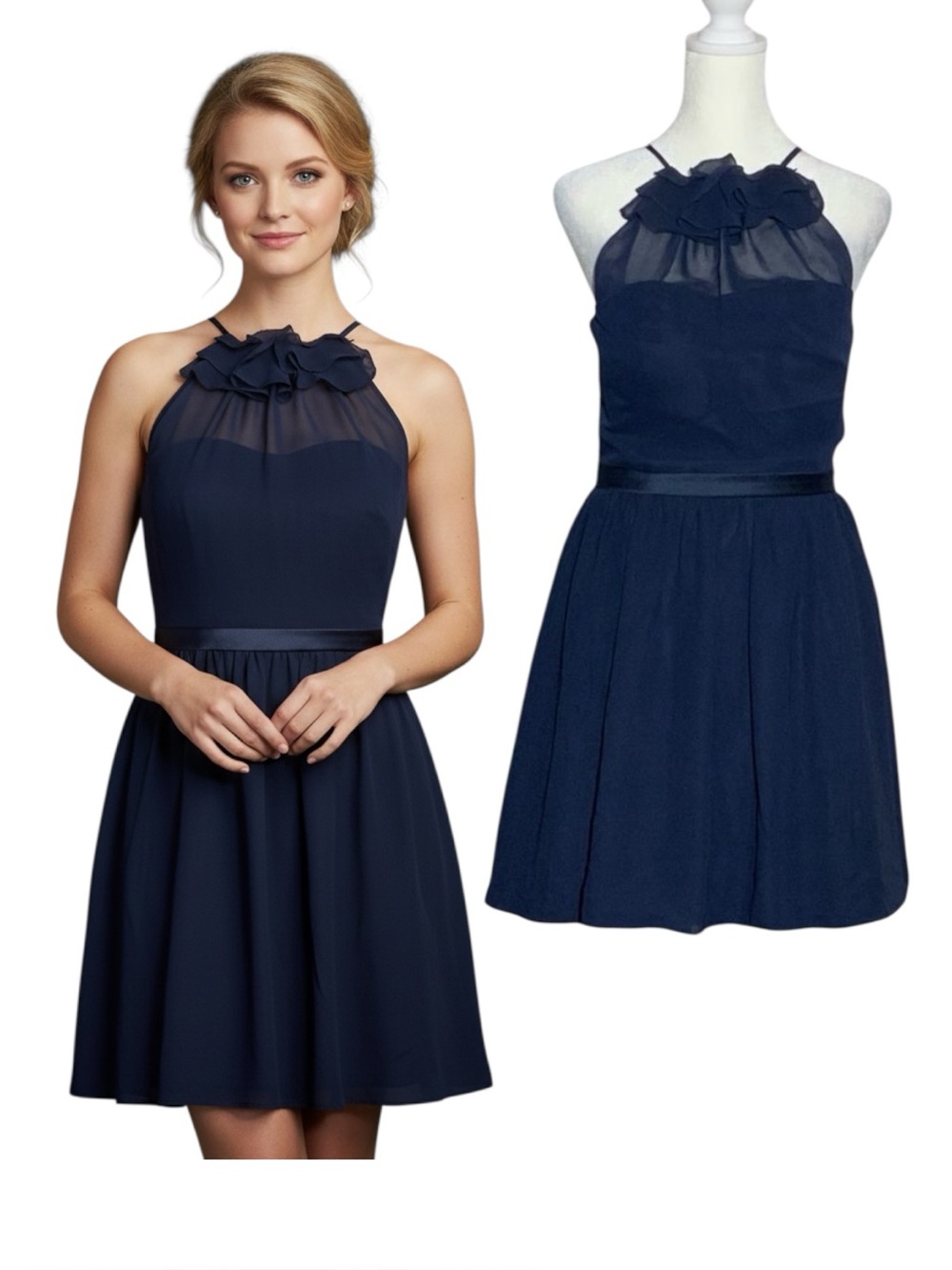 Alfred Angelo Short Navy Party / bridesmaids Dress Size 6